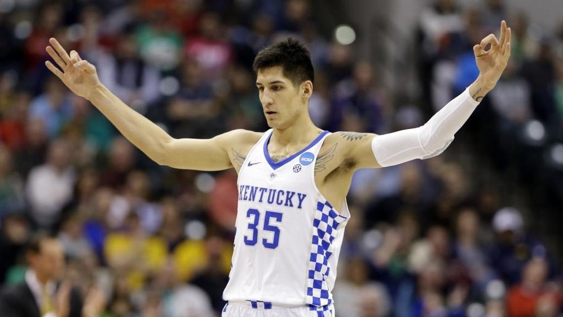 Derek Willis celebrated a three-point basket against Northern Kentucky during the NCAA Tournament in March. The former Kentucky forward said he has workouts with two NBA teams and a pro day scheduled in the weeks leading up to the June 22 NBA Draft.