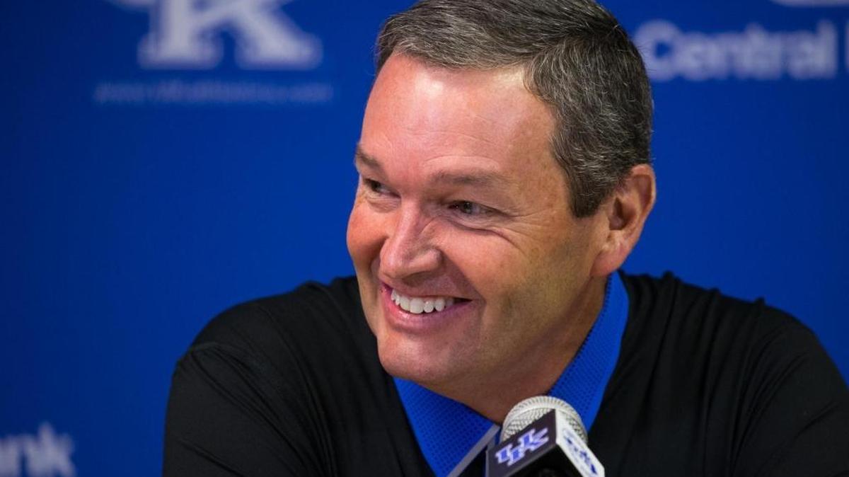 UK Director of Athletics Mitch Barnhart spoke to the media at the football team’s media day on Friday, Aug. 7, 2015, at Commonwealth Stadium in Lexington.