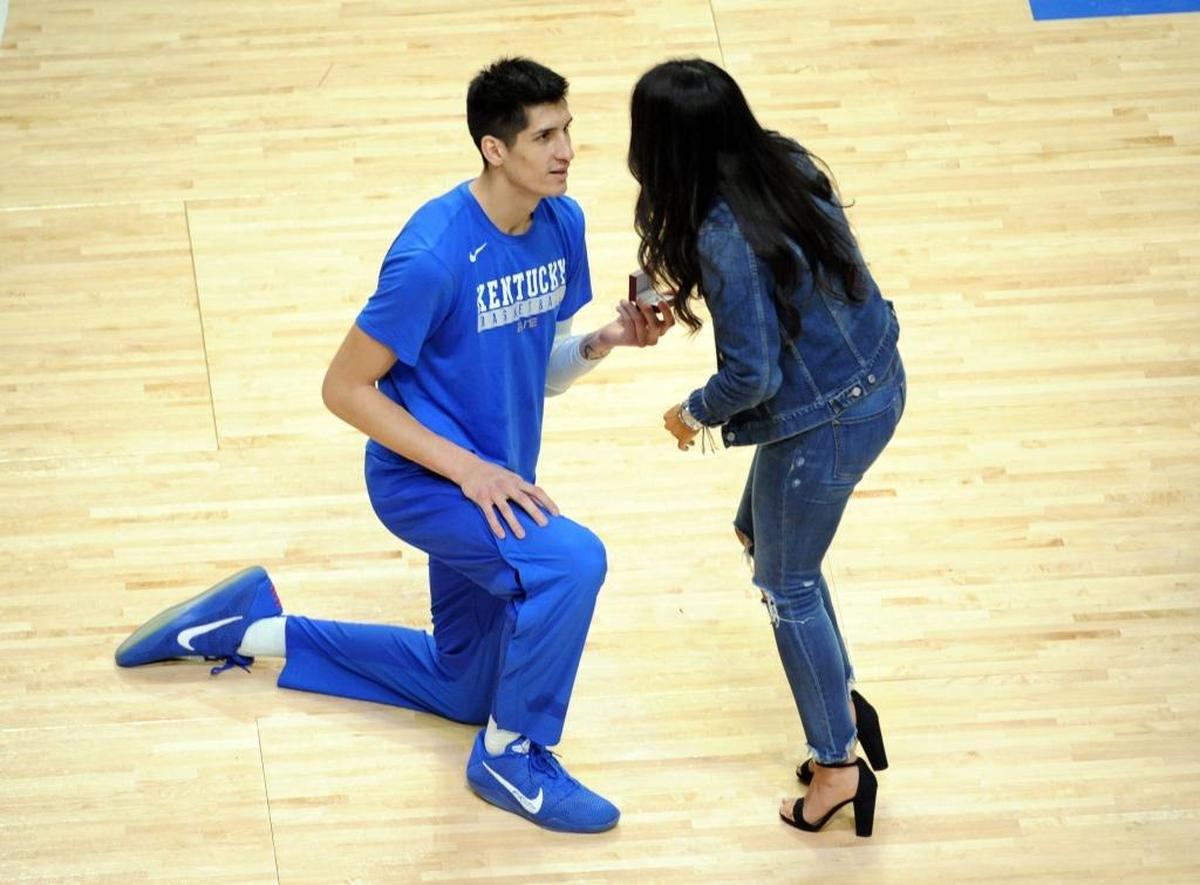 Derek Willis proposed to Keely Potts during the Senior Night activities before the Cats’ game against Vanderbilt in 2017.