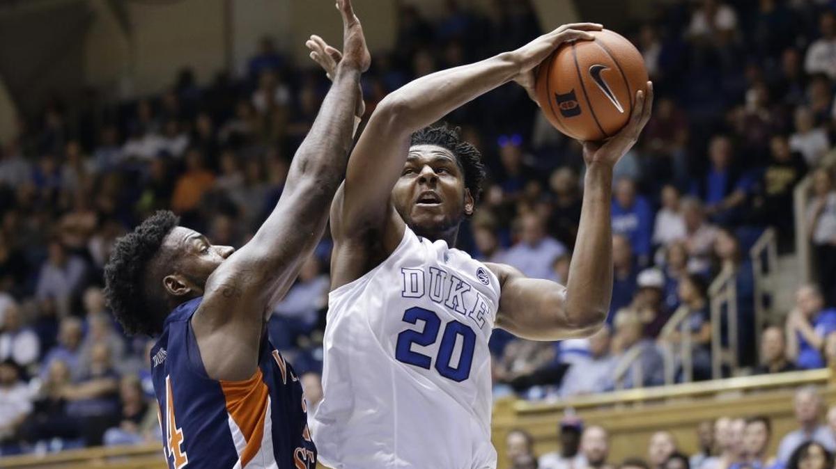 Duke’s Marques Bolden (20) drove past Virginia State’s Amiel Terry during the first half of an exhibition game in Durham, N.C., on Oct. 28.