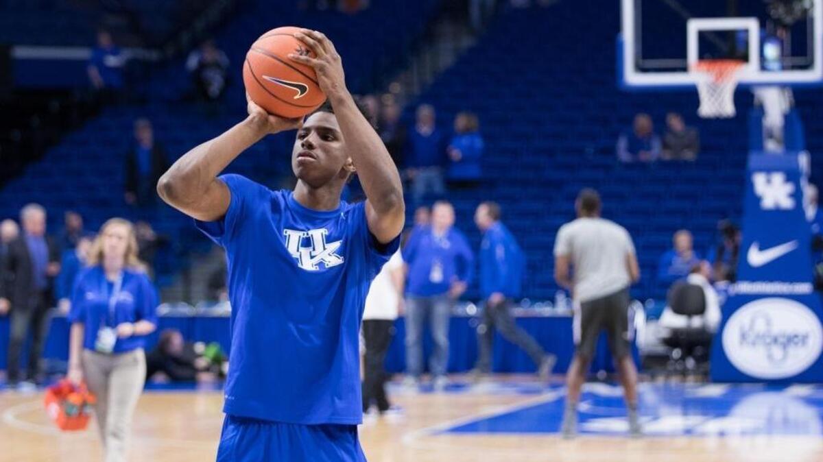 Hamidou Diallo warmed up before UK hosted Kansas in Rupp Arena in January.