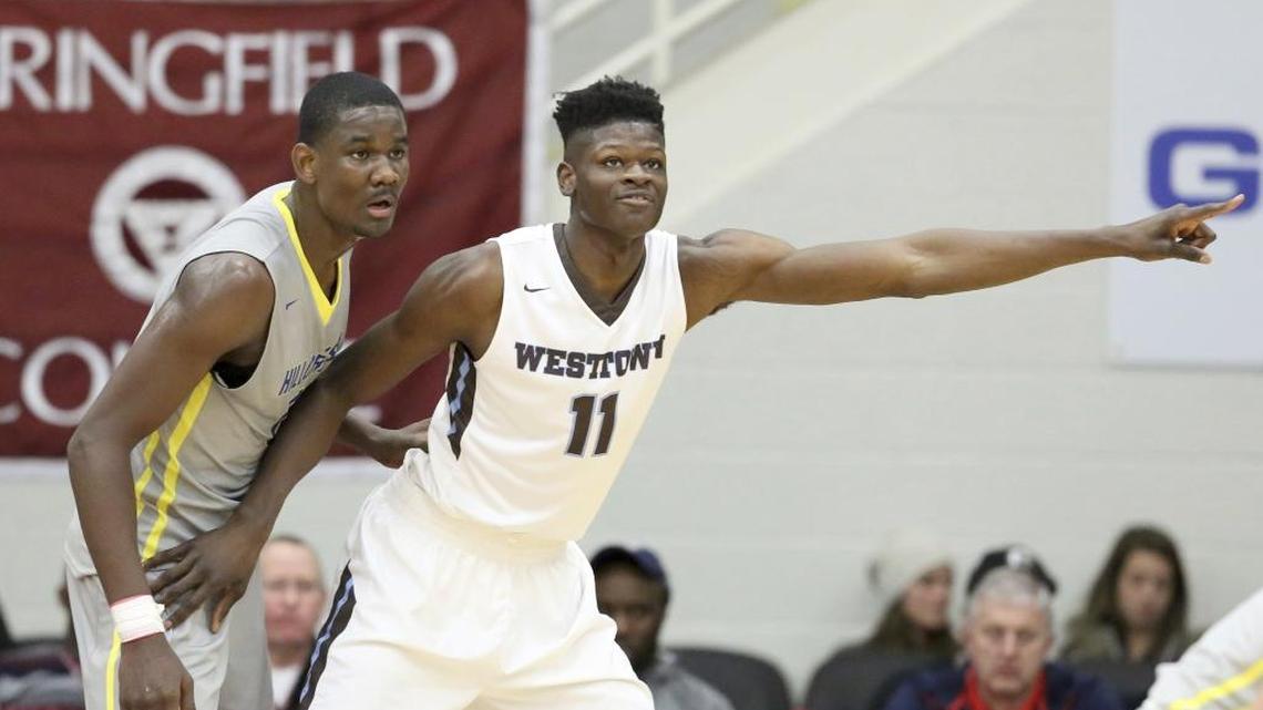 Mohamed Bamba, right, played against Arizona signee Deandre Ayton last weekend. Scout.com ranks Ayton as the No. 1 player in the 2017 class, with Bamba at No. 2 overall.