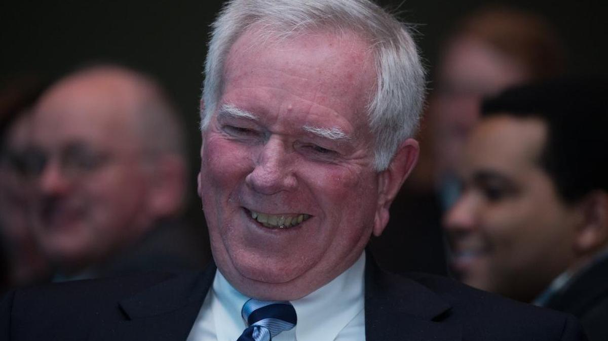 Larry Conley smiled as Tom Hammond told stories as he presented the Tom Hammond Sports Media Award at the 2016 Bluegrass Sports Awards on Tuesday Jan. 26, 2016, in Lexington, Ky.