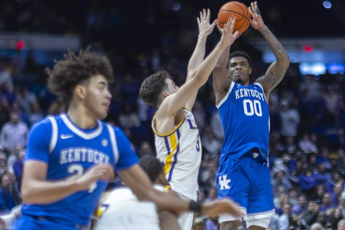 Kentucky guard Otega Oweh is shooting 43.5% from 3-point range through five games of SEC play.