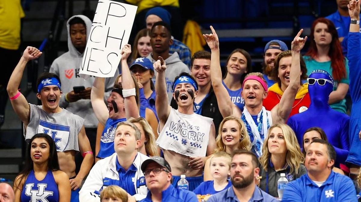 Kentucky Wildcat fans cheer during an exhibition game against the Thomas More Saints at Rupp Arena in Lexington, Ky., Friday, Oct. 27, 2017. Kentucky beat Thomas More 103-61.