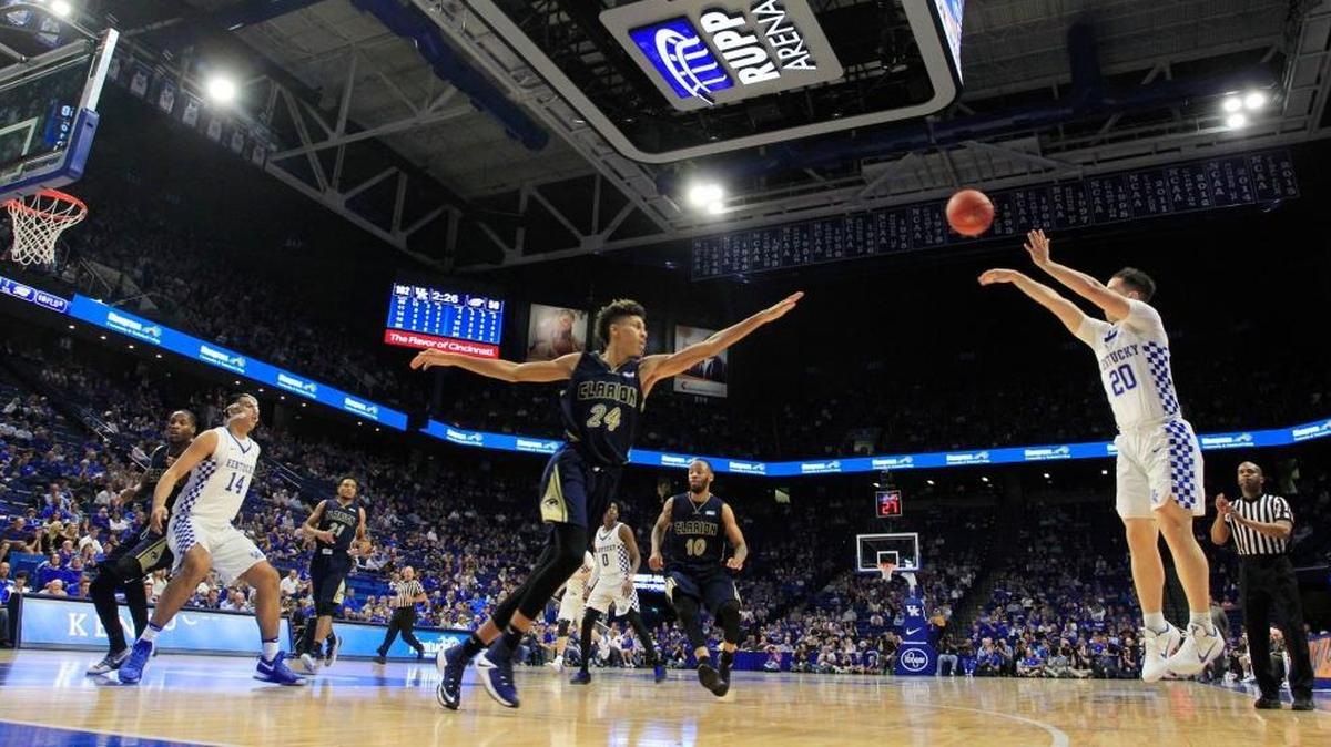Kentucky's Brad Calipari (20) scored a three pointer in the second half of the Clarion at Kentucky men's basketball game at Rupp Arena in Lexington, Ky, on Oct. 30, 2016. Kentucky beat Clarion 108-51.