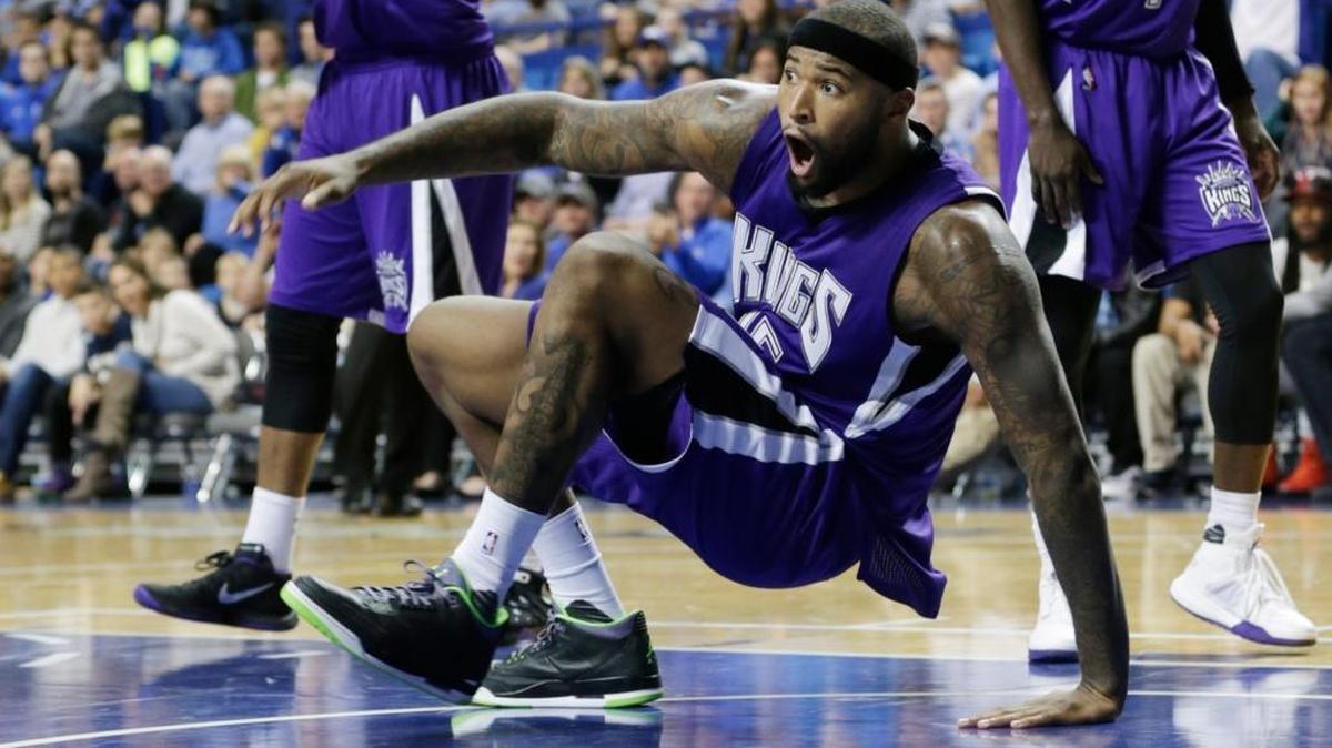 Sacramento’s DeMarcus Cousins reacted to a foul call during the Kings’ exhibition victory over New Orleans last October in Rupp Arena.