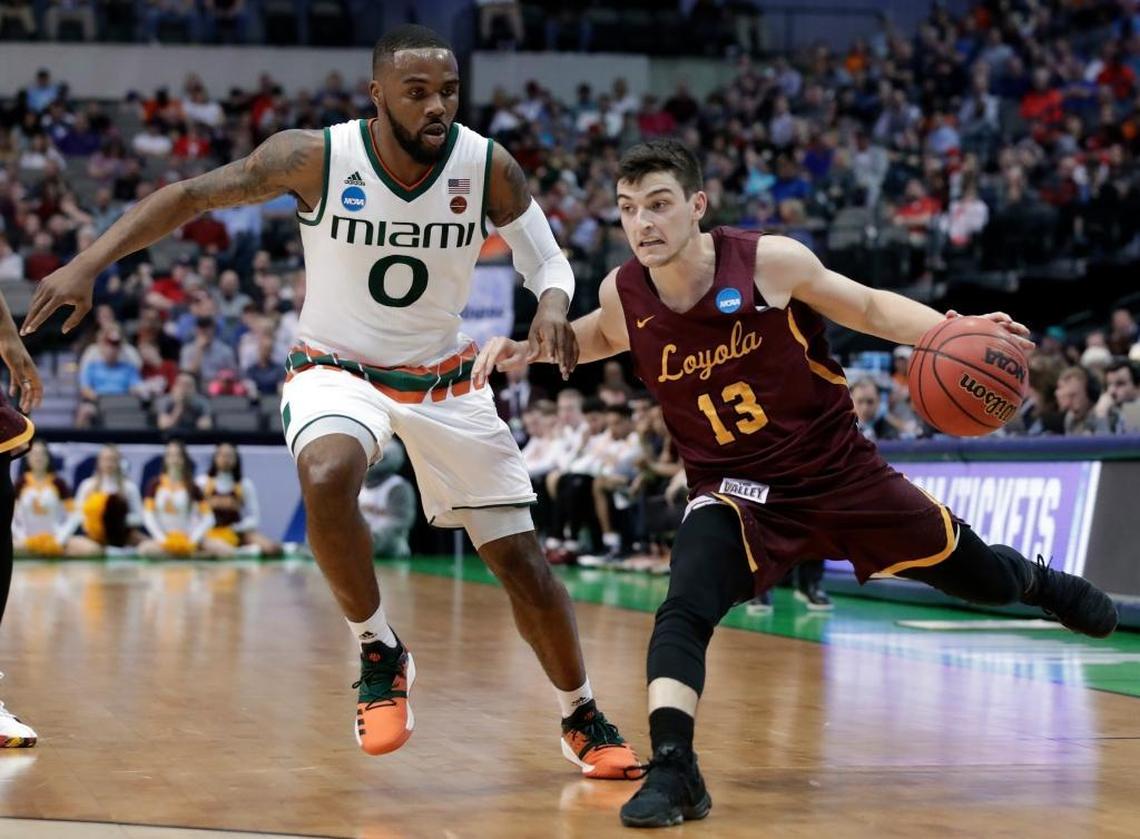 Clayton Custer, right, is Loyola’s leading scorer at 13.3 points per game. He has made 46 percent of his three-point attempts this season.