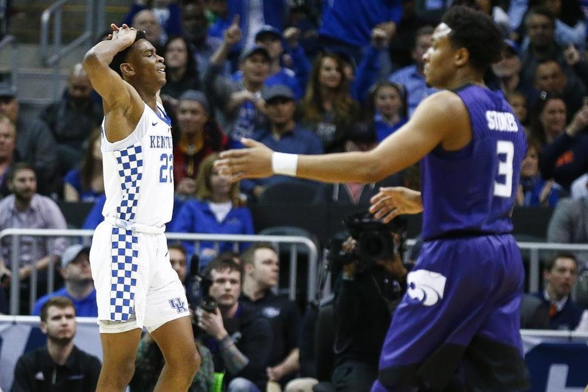 Kentucky guard Shai Gilgeous-Alexander (22) made only 2-of-10 field-goal tries in UK's 61-58 loss to Kansas State in the 2018 NCAA Tournament South Region semifinals.