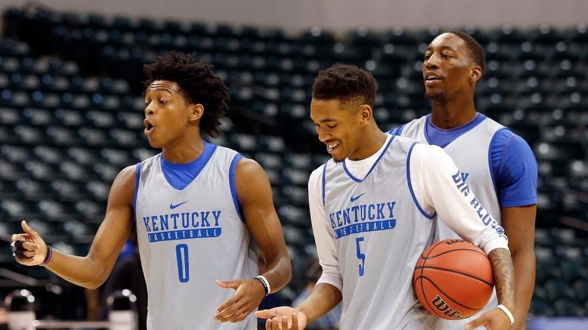 De’Aaron Fox, left, Malik Monk, center, and Bam Adebayo were all one-and-done players at Kentucky last season.