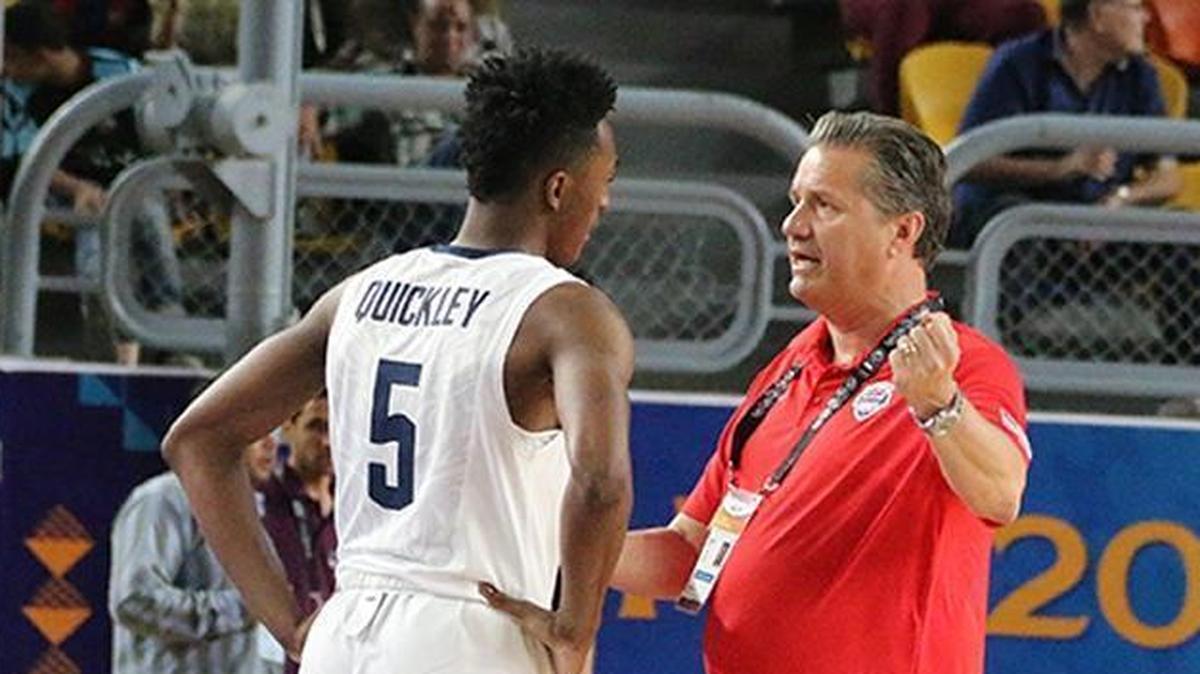 Immanuel Quickley, left, played for John Calipari on the USA Basketball U19 team this summer.
