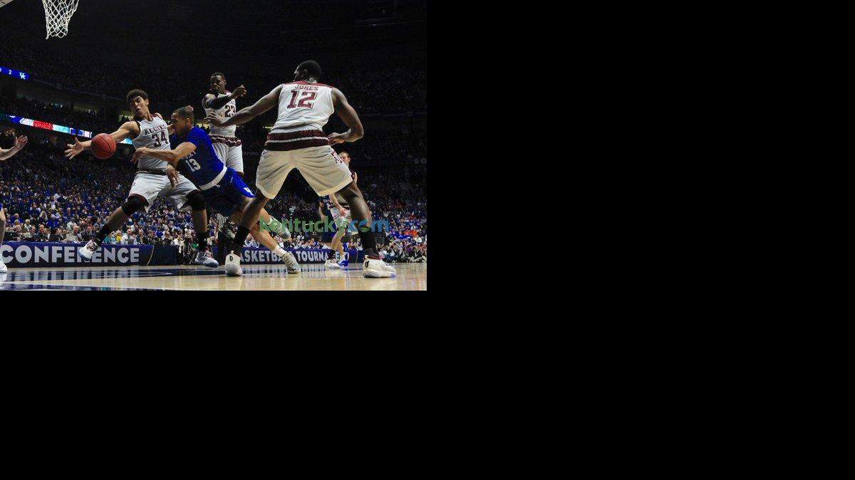 Texas A&M stole the pass from Kentucky's Isaiah Briscoe in the first half.