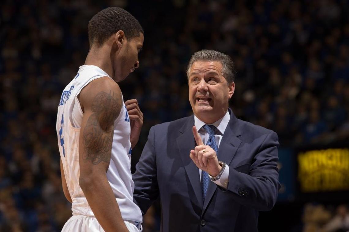 Charles Matthews listened to John Calipari during a Kentucky game in 2016. Michigan Coach John Beilein called Calipari upon learning Matthews was interested in transferring to the Wolverines. “He recommended him very highly and was a real classy gentleman about the whole deal,” Beilein said of the UK coach.