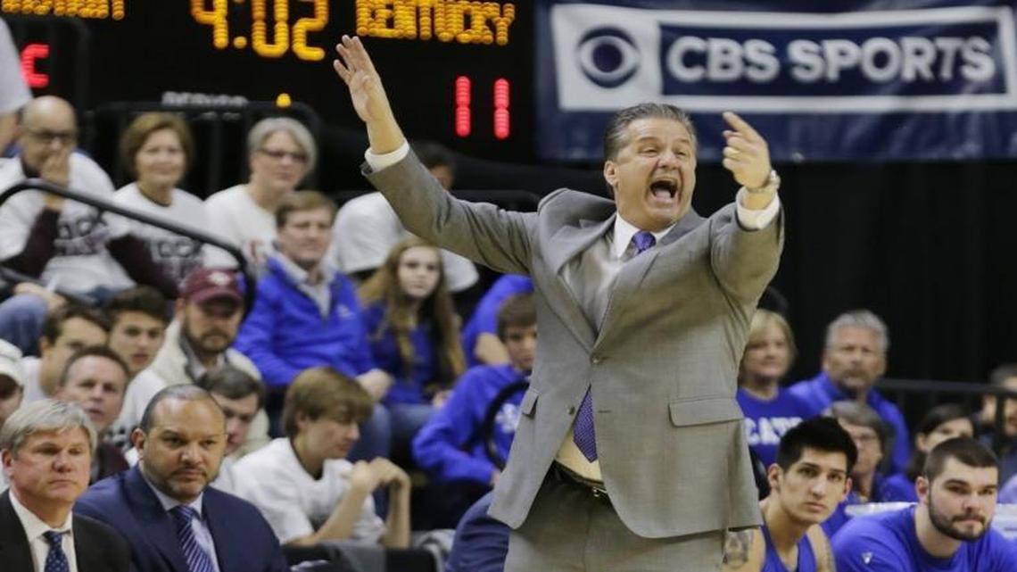 Kentucky Coach John Calipari instructed his team in the first half against Texas A&M.