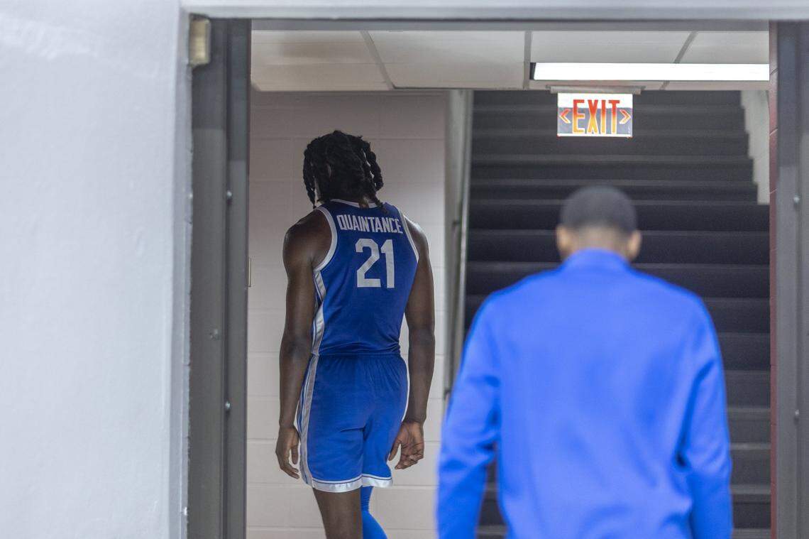 Kentucky forward Jayden Quaintance walks to the locker room following a loss to Alabama during a game at Coleman Coliseum in Tuscaloosa, Ala., on Saturday, Jan. 3, 2026.