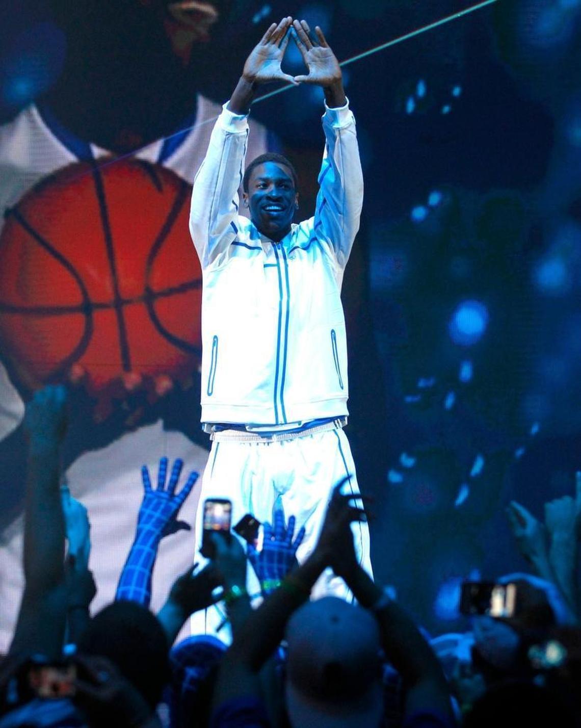 Michael Kidd-Gilchrist greeted the crowd at Big Blue Madness in 2011.