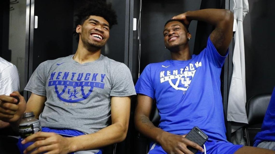Nick Richards, left, is returning for his sophomore season at Kentucky. He could be joined in the frontcourt by Jarred Vanderbilt, right, among others.