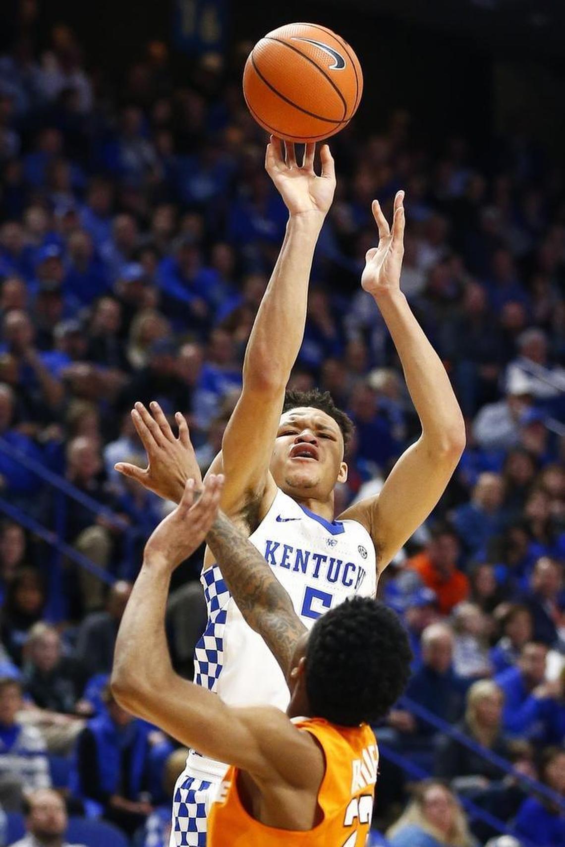 Kevin Knox is UK’s most-prolific three-pointer shooter this season with 39 makes in 25 games.