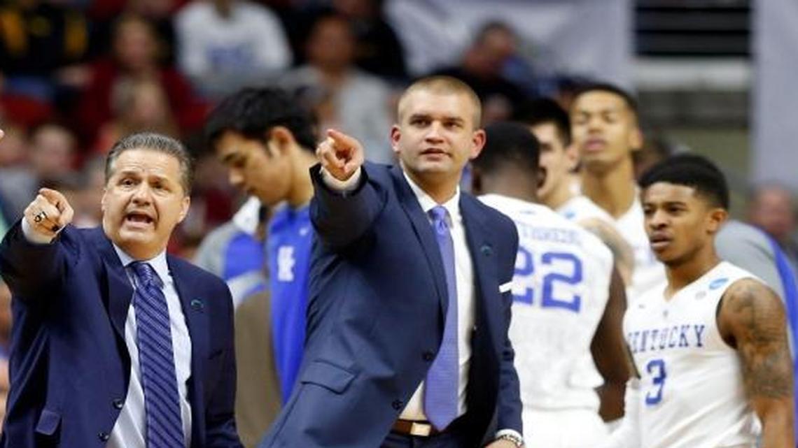 UK assistant coach Joel Justus, right, has been recruiting Immanuel Quickley for more than a year.