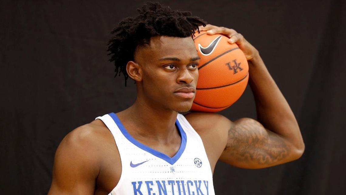Kentucky forward Jarred Vanderbilt (2) posed during photo day at the Joe Craft Center in Lexington on Sept. 18.
