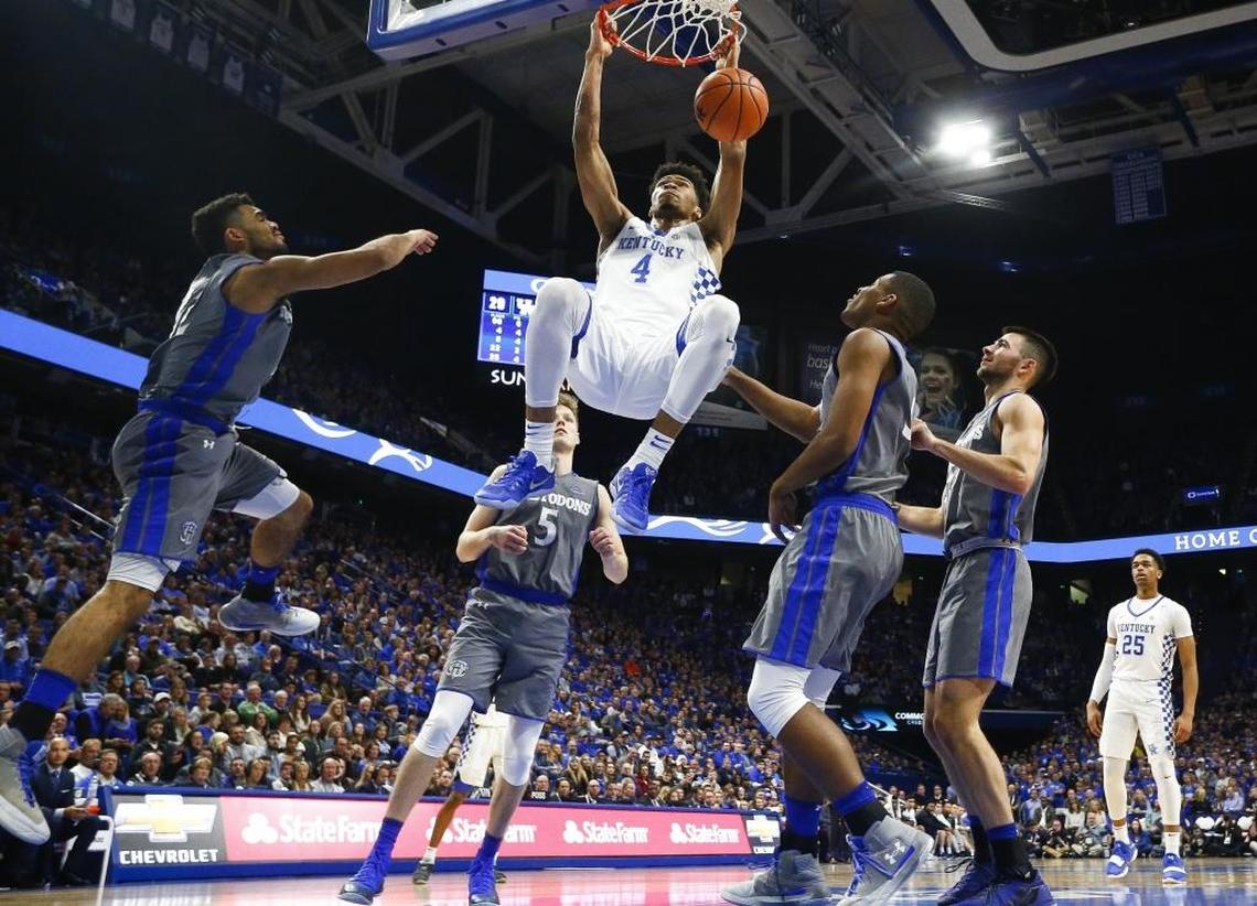 Kentucky freshman Nick Richards (4) collected 25 points and 15 rebounds in the Wildcats’ 86-67 win over Fort Wayne in Rupp Arena on Nov. 22, 2017. Richards did not come close to matching those numbers again during the 2017-18 season.