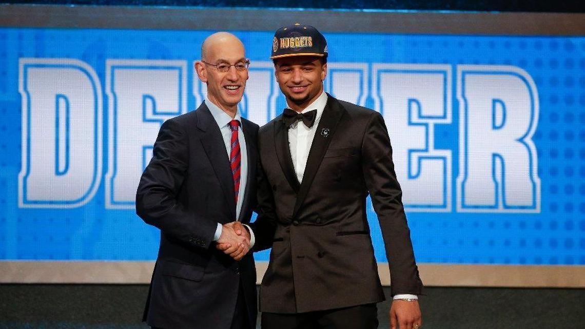 Jamal Murray shook hands with NBA Commissioner Adam Silver after being picked No. 7 in the first round of the 2016 NBA draft by the Denver Nuggets.