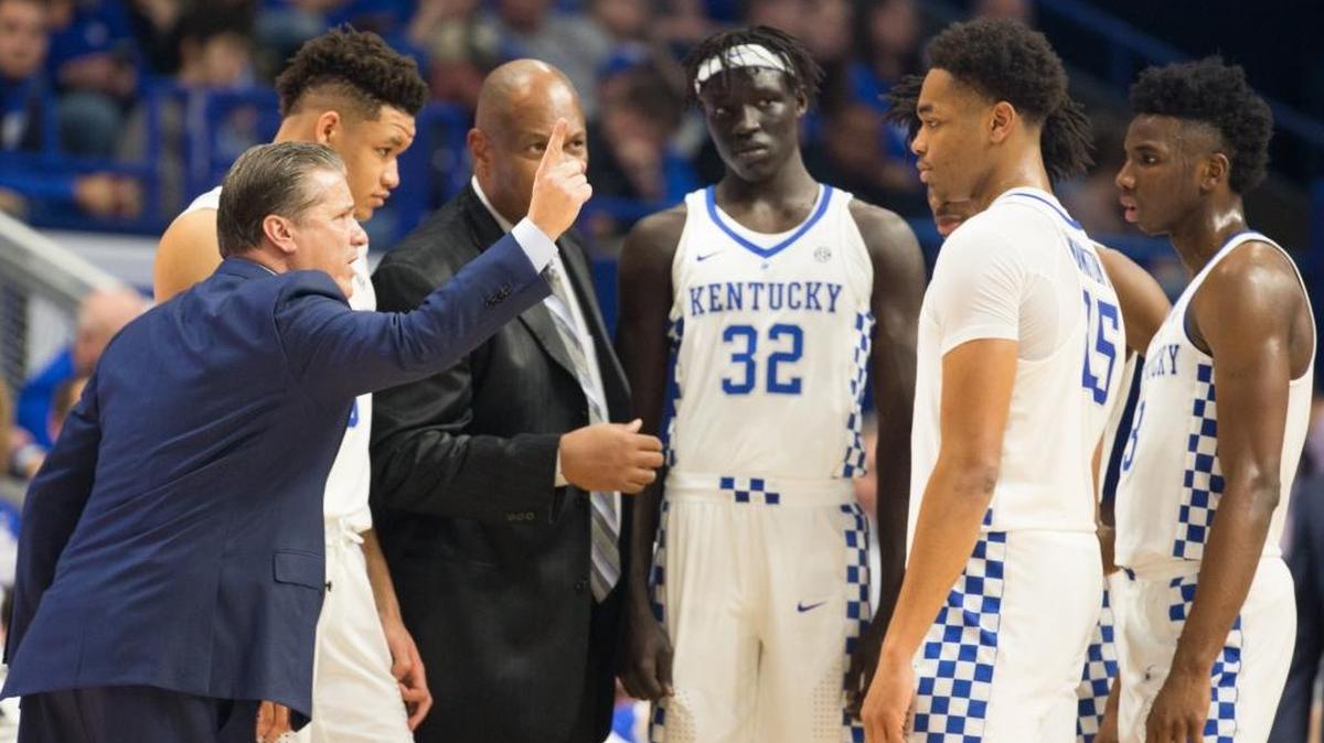 Kentucky Wildcats head coach John Calipari voiced his displeasure as UK defeats Vermont 73-69 at Rupp Arena on Sunday Nov. 12, 2017.