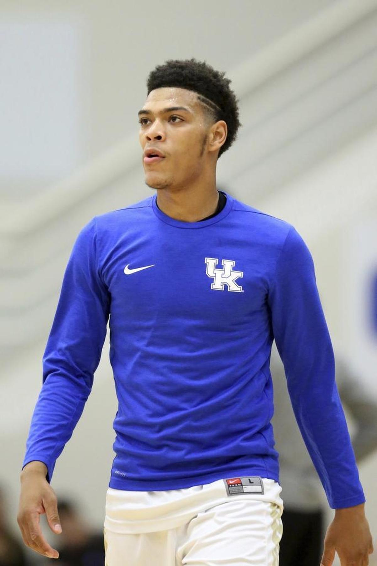 Quade Green wore a UK shirt during warmups for a high school game last season.