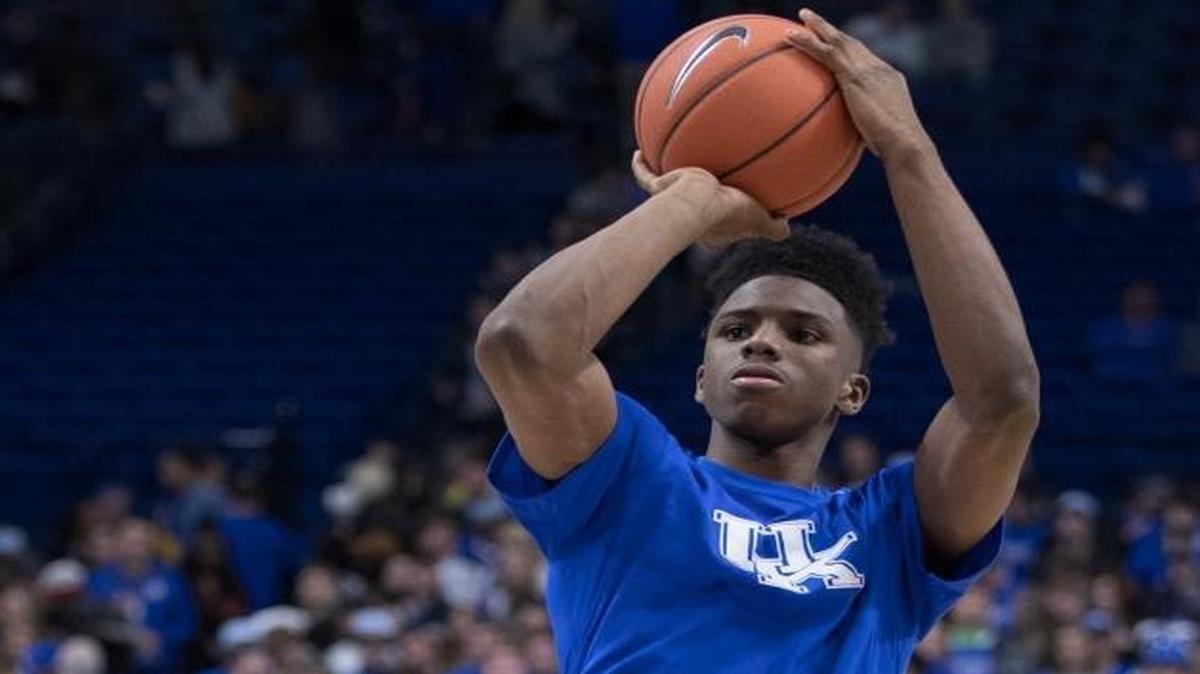 Hamidou Diallo warmed up as UK hosted Kansas at Rupp Arena on Saturday Jan. 28, 2017 in Lexington, Ky.