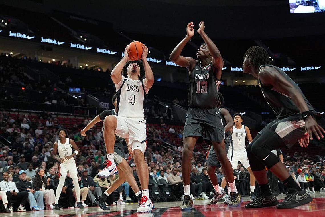 Tyran Stokes goes up for a shot in the Nike Hoop Summit earlier this month. Stokes is the No. 1 high school basketball recruit in the country.