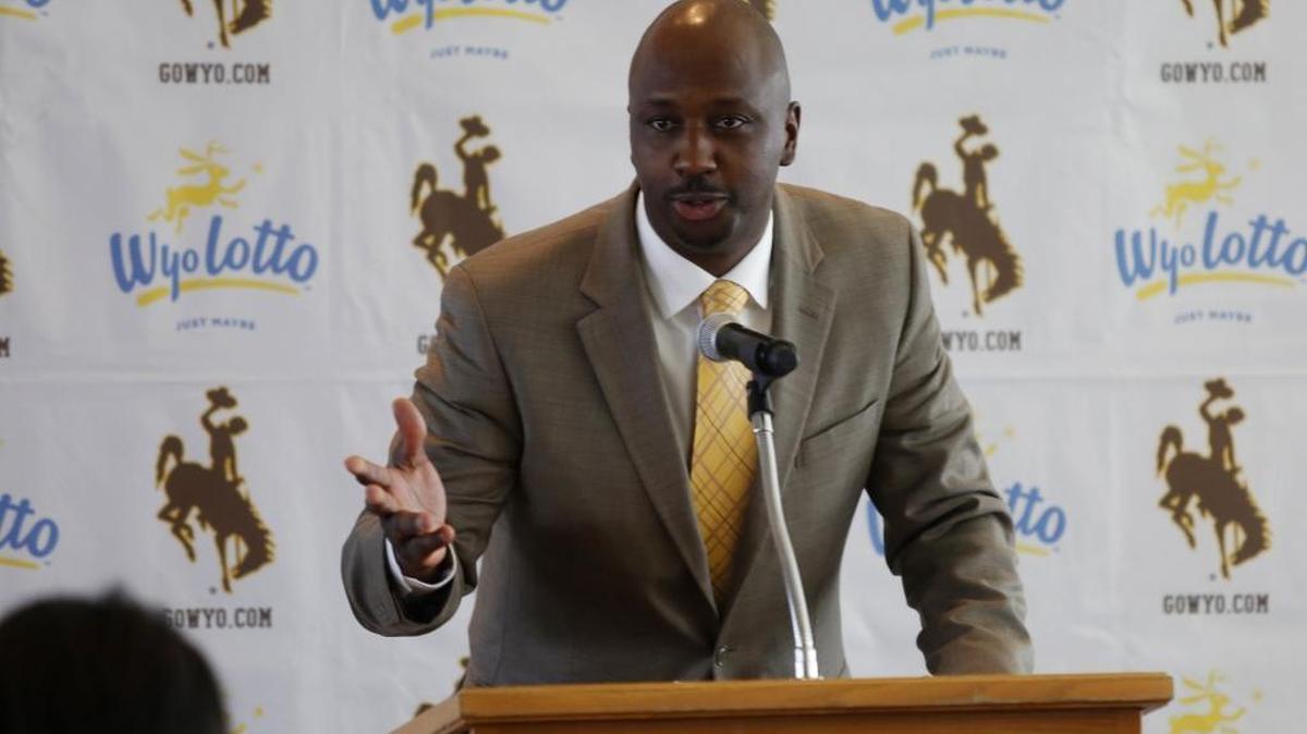 Allen Edwards spoke after he was introduced as the new Wyoming men’s basketball coach on Monday, March 21, 2016, at War Memorial Stadium in Laramie, Wyo. Edwards replaced Larry Shyatt.