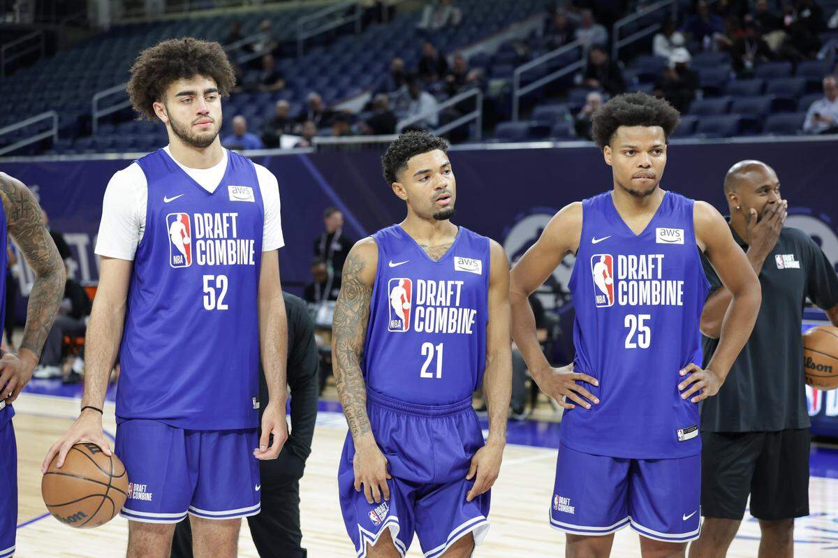 CHICAGO, IL - MAY 12: Malachi Moreno, Nick Boyd and Keyshawn Hall look on during the 2026 NBA Draft Combine on May 12, 2026 at Wintrust Arena in Chicago, Illinois. NOTE TO USER: User expressly acknowledges and agrees that, by downloading and or using this photograph, User is consenting to the terms and conditions of the Getty Images License Agreement. Mandatory Copyright Notice: Copyright 2026 NBAE (Photo by Jeff Haynes/NBAE via Getty Images)