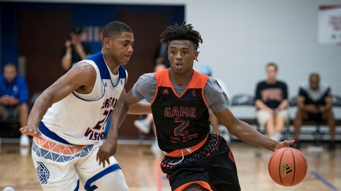 Ashton Hagans, right, was one of the top players on the Adidas circuit last summer.