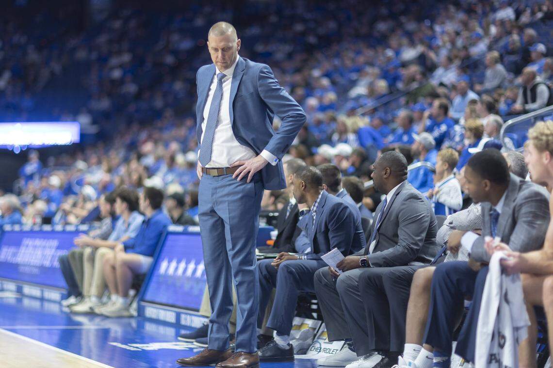 Kentucky head coach Mark Pope led the Cats to an 88-46 win over Loyola (Maryland) on Friday night, but UK lost by 17 points to Michigan State three days before that.