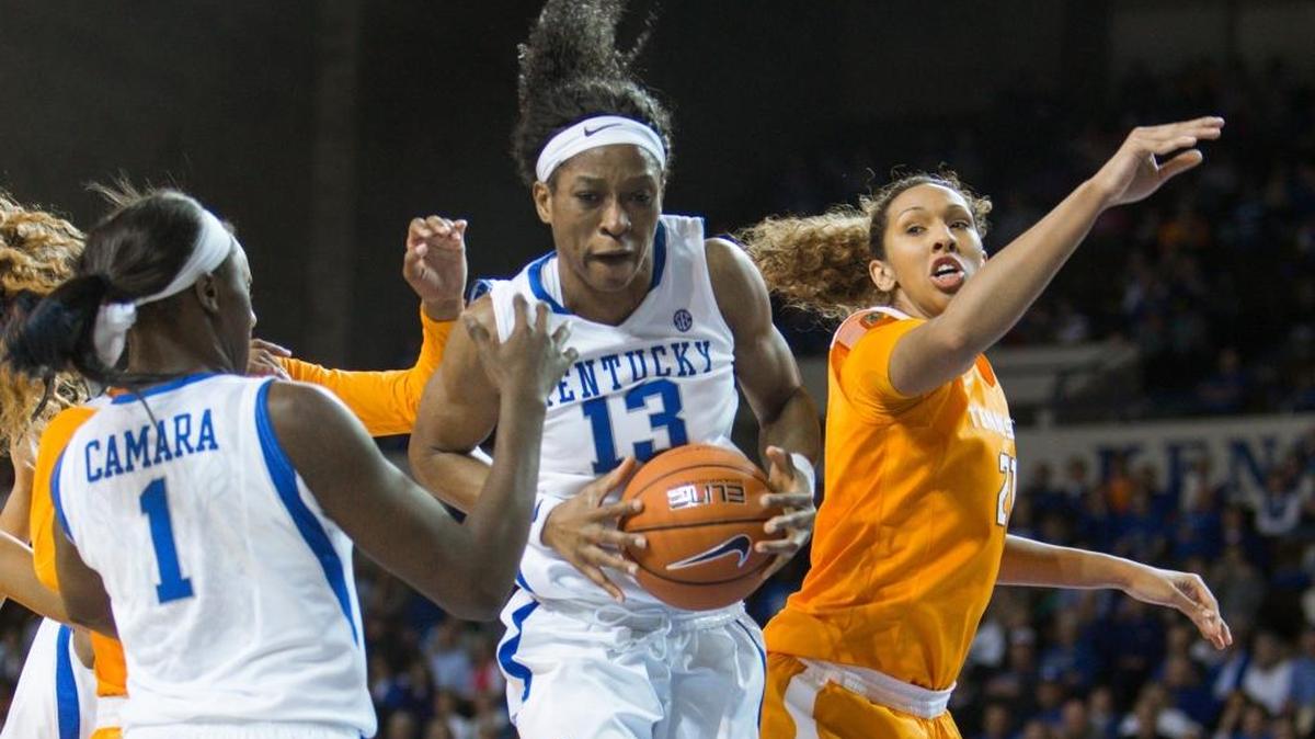 Kentucky forward Evelyn Akhator (13) is second in the Southeastern Conference in rebounds per game.