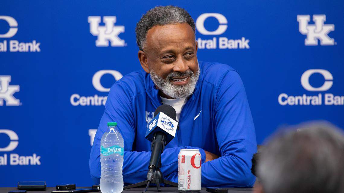 UK women’s basketball coach Kenny Brooks, pictured at media day last month, said after the Wildcats’ season opener Monday that they “have to get better.” 