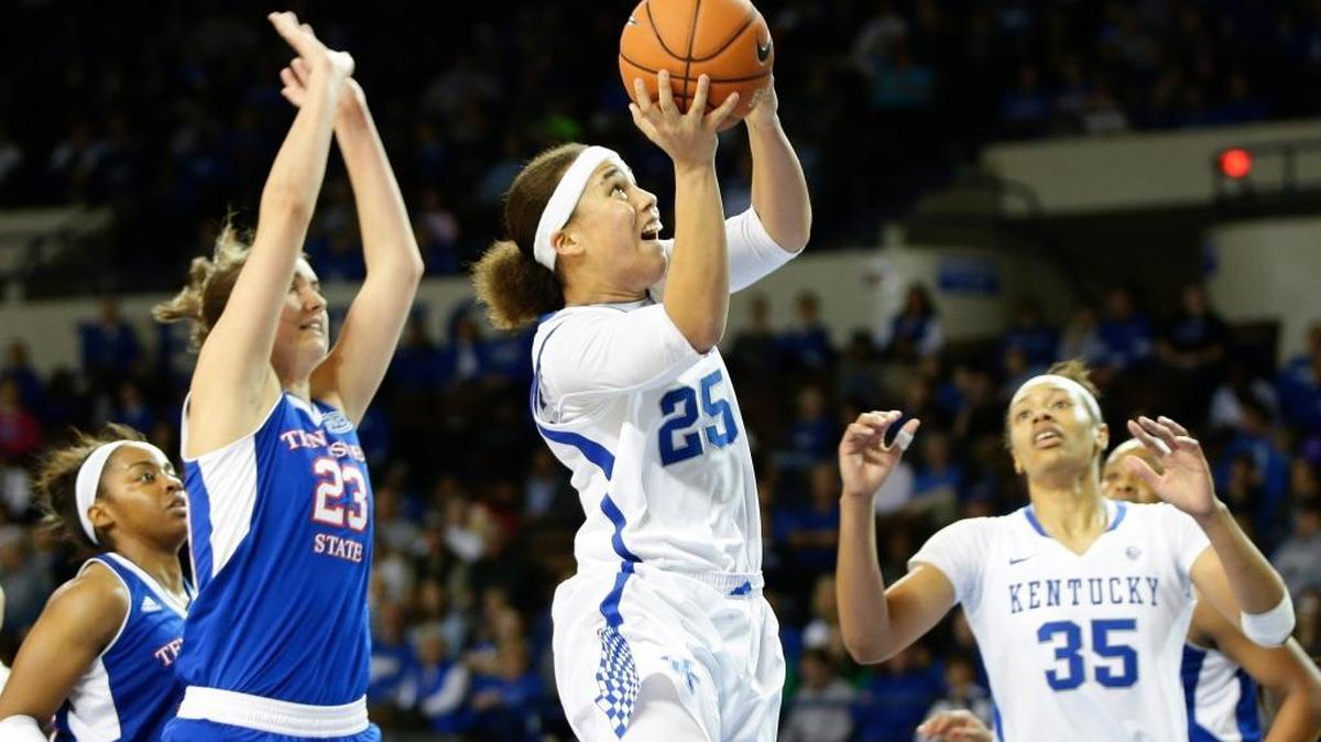 Kentucky guard Makayla Epps (25) scored during the second half against Tennessee State on Monday, Dec. 28, 2015, in Lexington.