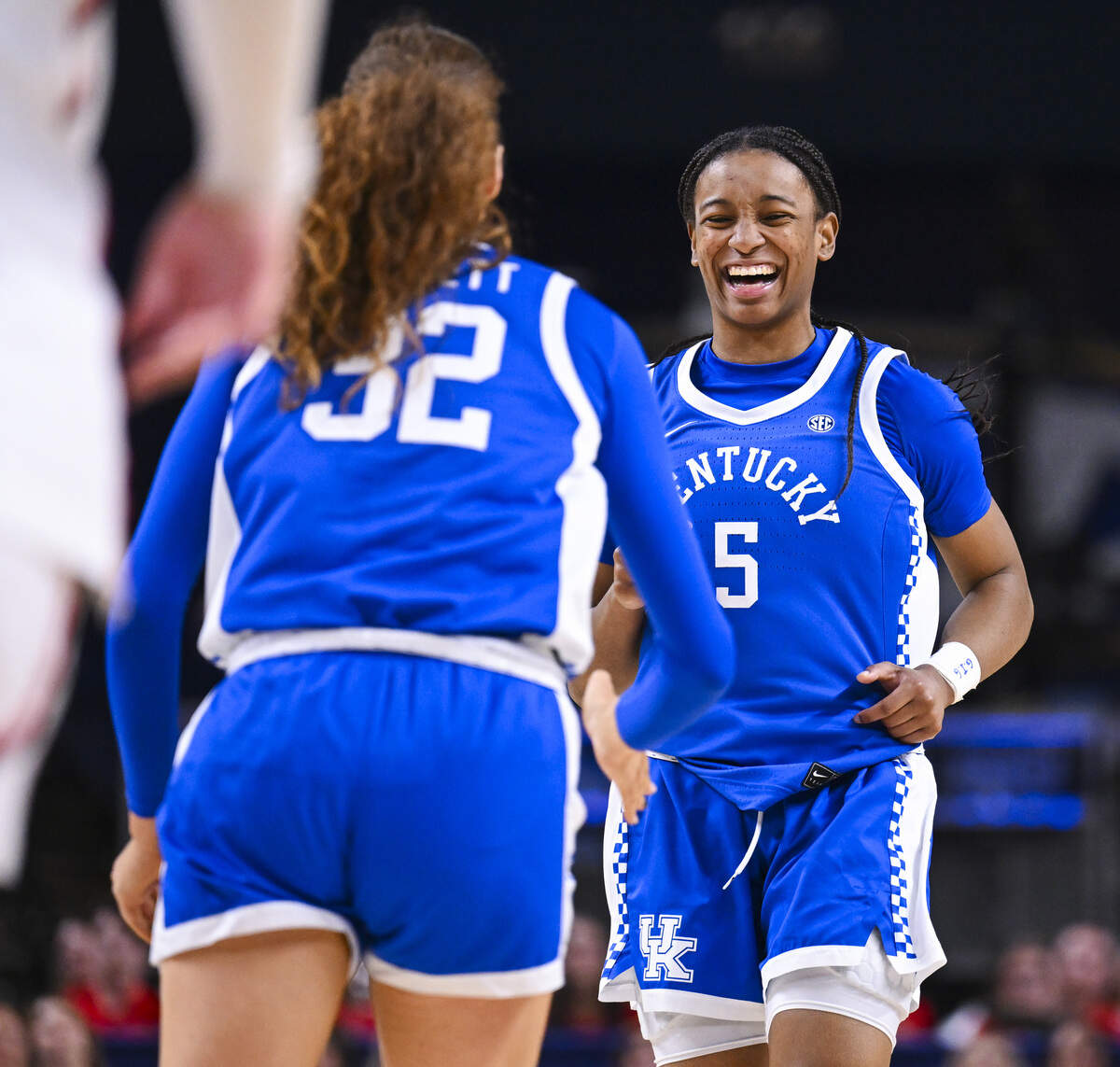 Kentucky guard Tonie Morgan (5) had 14 points and seven assists in the Wildcats’ win over Georgia on Thursday. With the victory, UK advanced to the quarterfinals of the SEC Women’s Basketball Tournament at Bon Secours Arena in Greenville, South Carolina.