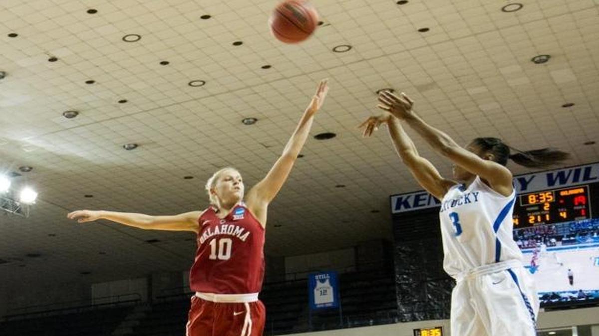 Kentucky Wildcats guard Janee Thompson (3) shot the ball as UK defeated Oklahoma at Memorial Coliseum in the NCAA tournament on Monday in Lexington.