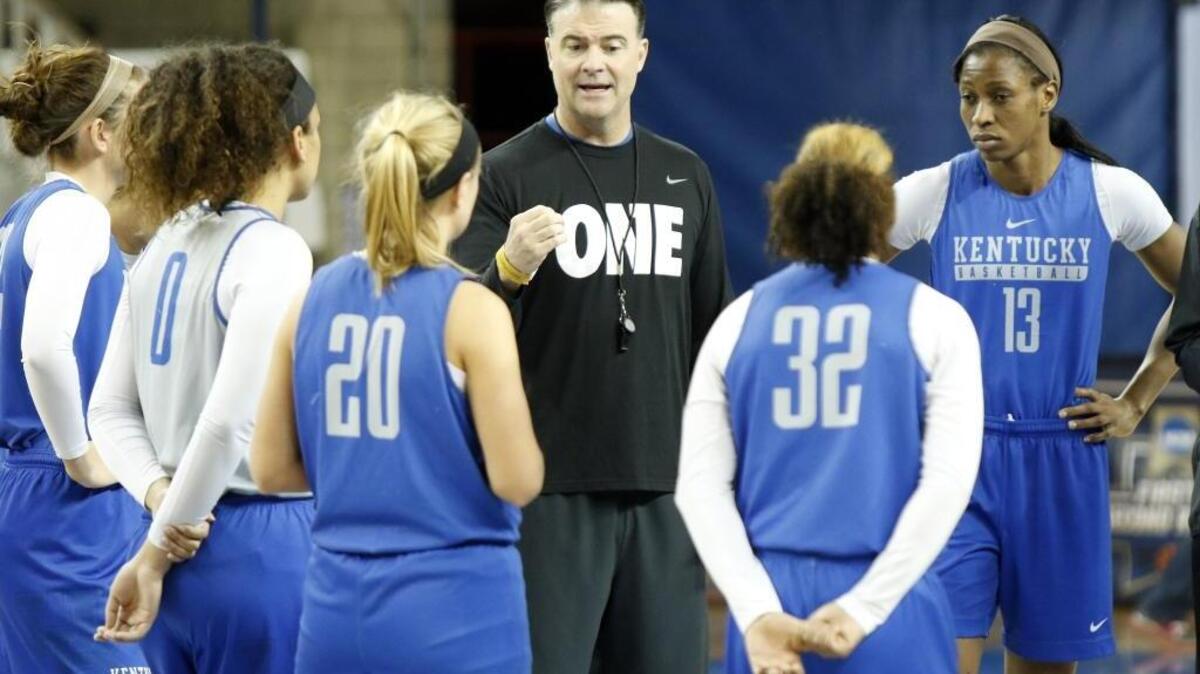 Kentucky head coach Matthew Mitchell spoke to his team during practice Thursday.