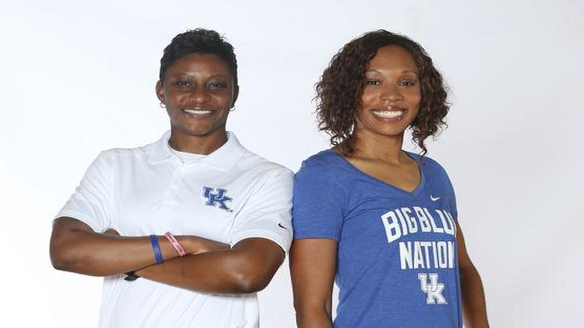 Kentucky assistant coaches and good friends Niya Butts, left, and Kyra Elzy posed together for the UK media guide this summer.
