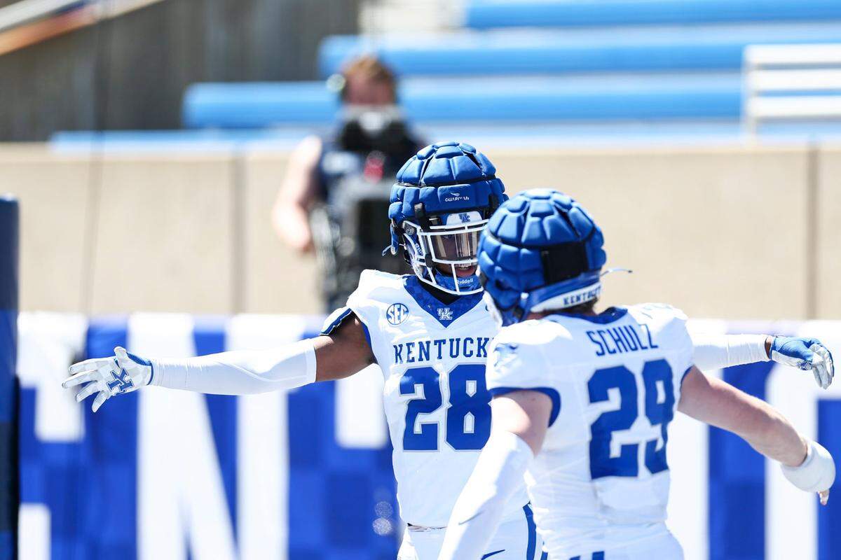 Kentucky defensive back Jordan Robinson (28) during the Blue and White football game at Kroger Field in Lexington, Ky, Saturday, April 13, 2024.