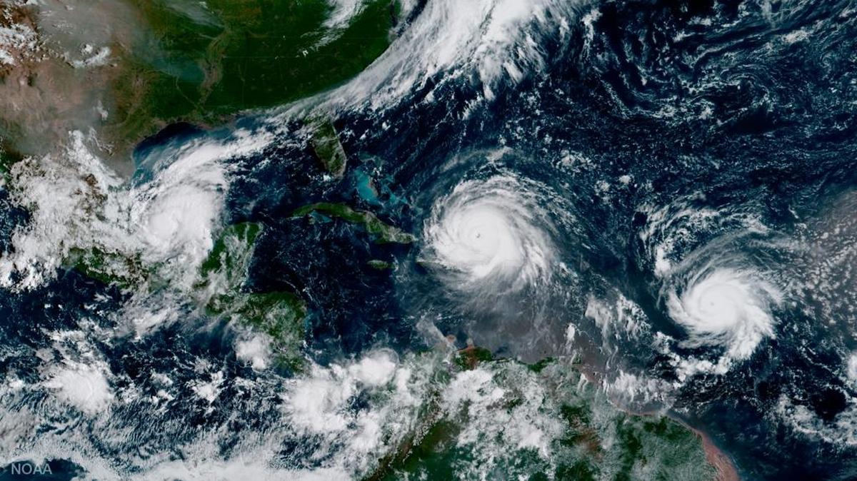 Hurricane Irma, center, swirled toward the coast of Florida this week, creating anxiety throughout the state and well beyond.