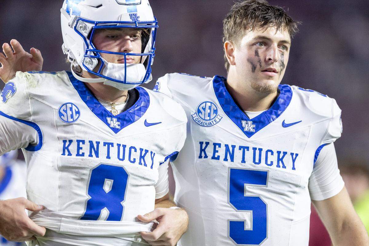 Cutter Boley, 8, has been a rare brightspot for UK this season since replacing Zach Calzada, 5, as UK’s starting quarterback.