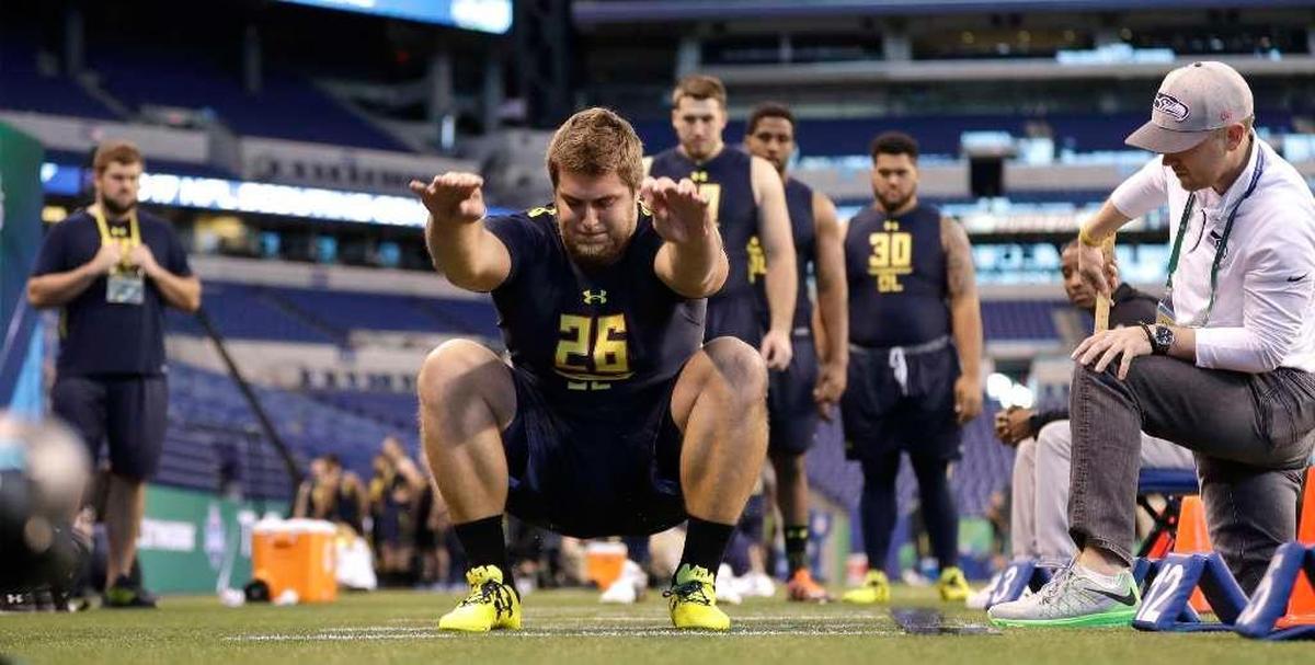 Western Kentucky offensive lineman Forrest Lamp, shown at the NFL combine, was chosen in the second round of the 2017 draft by the Los Angeles Chargers (pick No. 38 overall). It was the highest a WKU football player has ever been drafted.