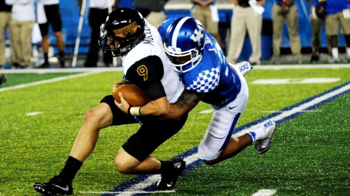 Kentucky linebacker Jordan Jones sacked Southern Mississippi quarterback Nick Mullens in the season opener. Through two games, Jones, a sophomore linebacker, leads UK with 28 tackles, including three tackles for loss.