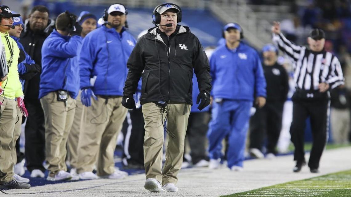 Kentucky Coach Mark Stoops walked the sidelines during the first half against Charlotte on Nov. 21, 2015, in Lexington.
