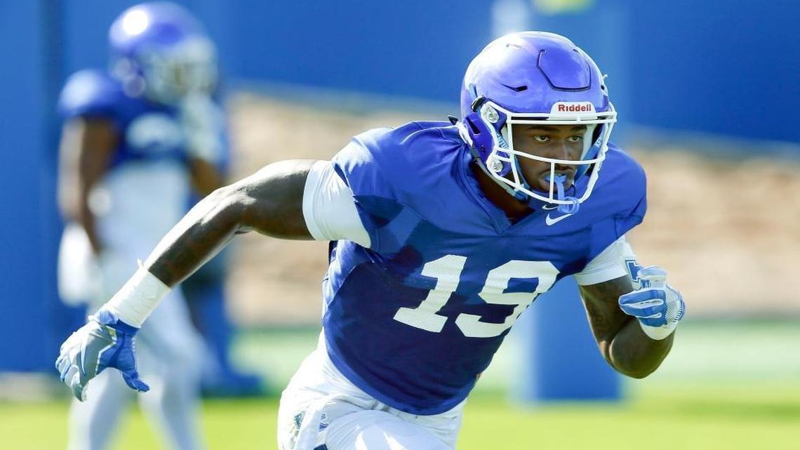 Kentucky wide receiver Kayaune Ross (19) ran a route during practice on Aug. 22, 2016.