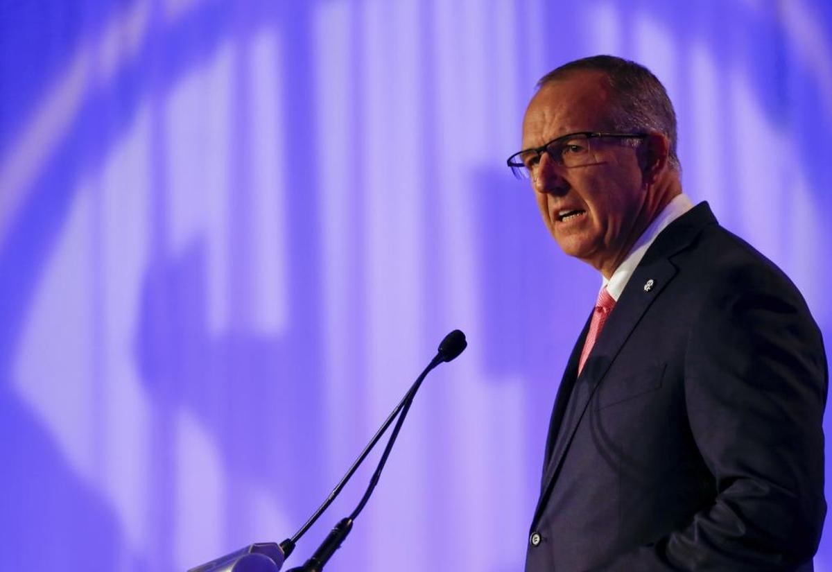 Commissioner Greg Sankey spoke during the opening of the Southeastern Conference’s annual Media Days in Hoover, Ala., on Monday.