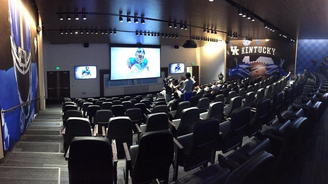 The team meeting room at the University of Kentucky’s new $45 million training facility. The team will move in the first week of August.